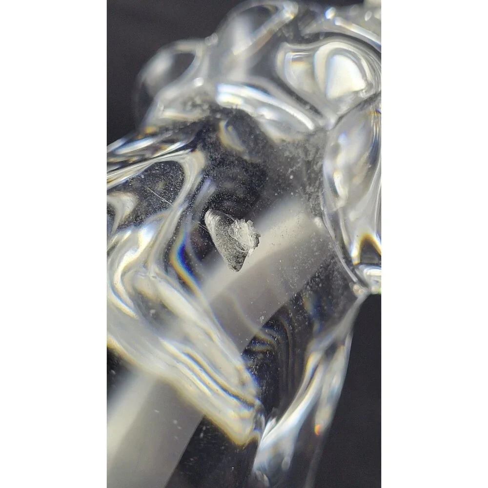 Vtg Baccarat Crystal Elephant Figurine With Trunk Up 5in Small Chip